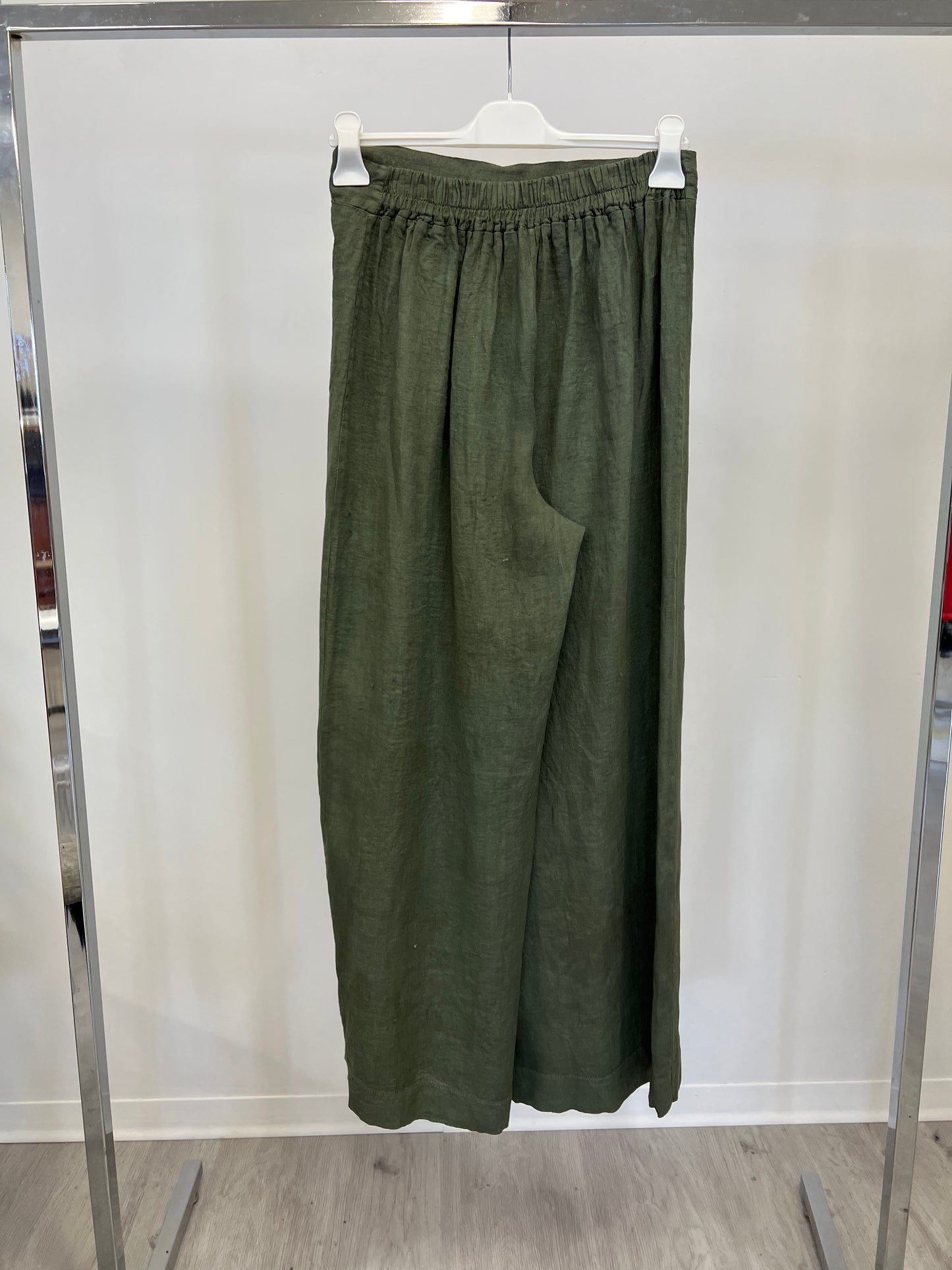 Pantalone 100% lino elastico dietro a zampa