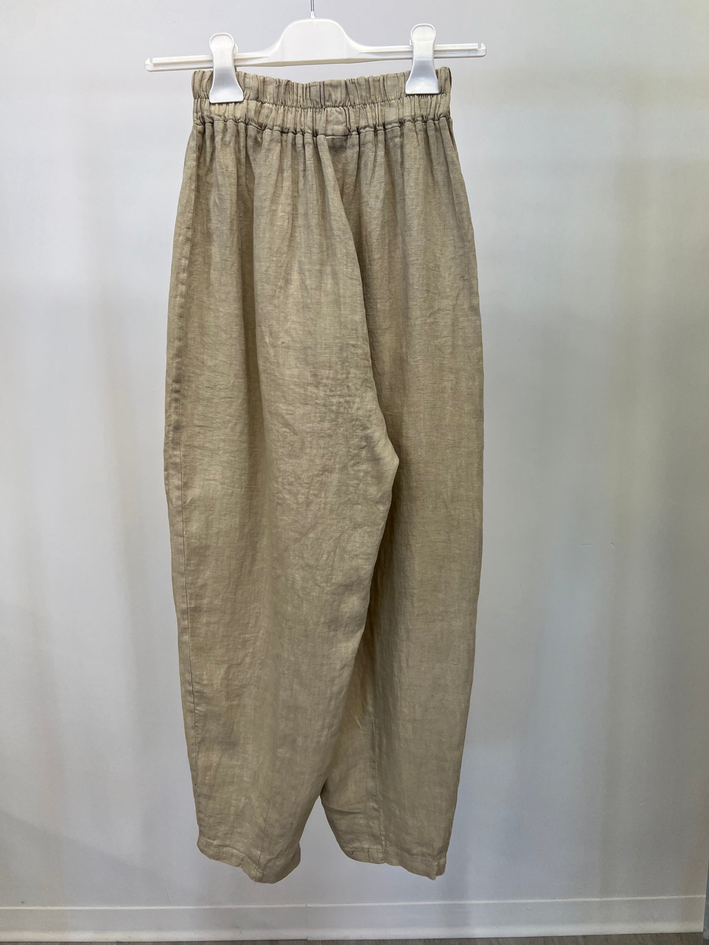 100% linen trousers with elastic waist