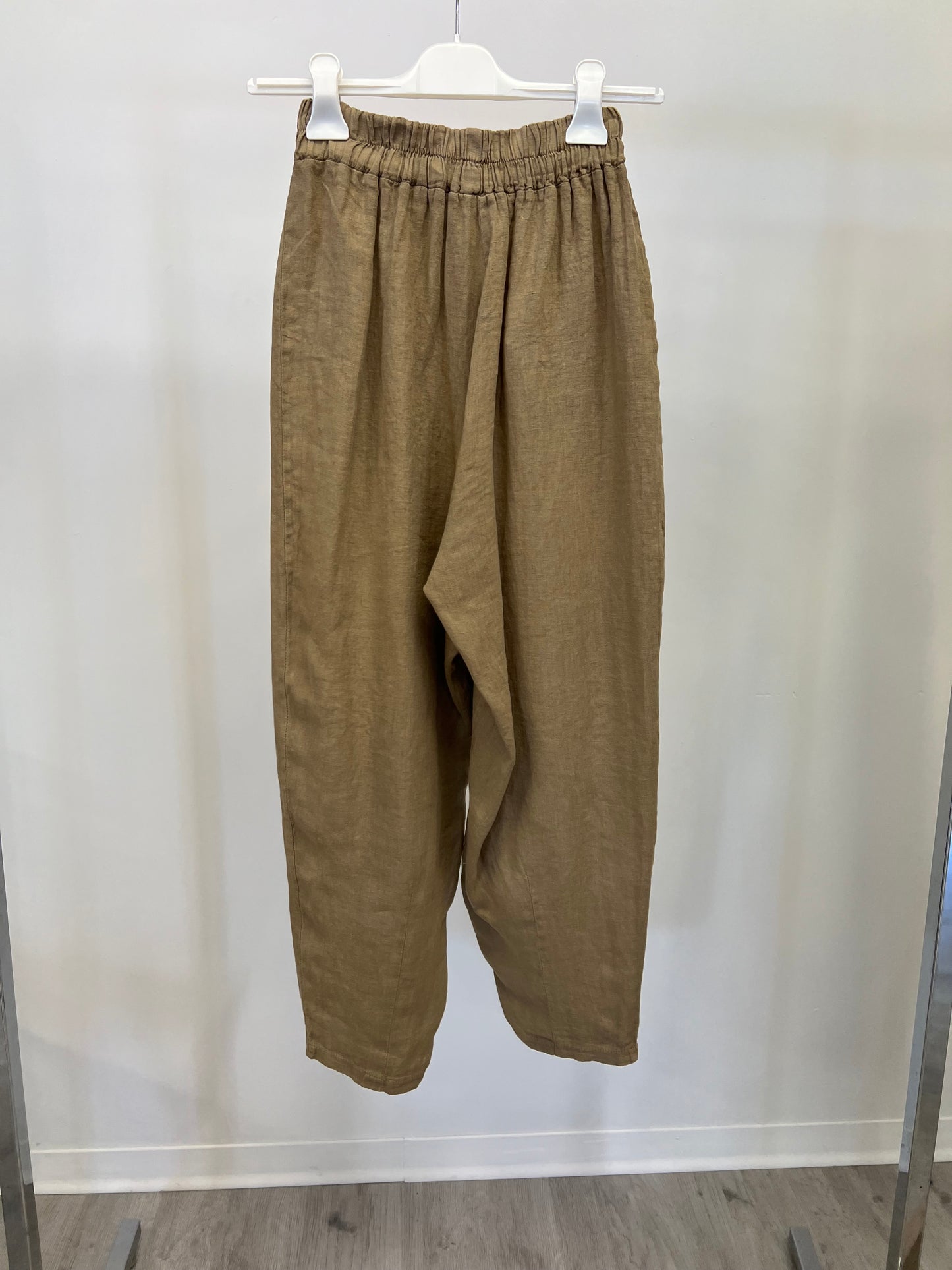 100% linen trousers with elastic waist