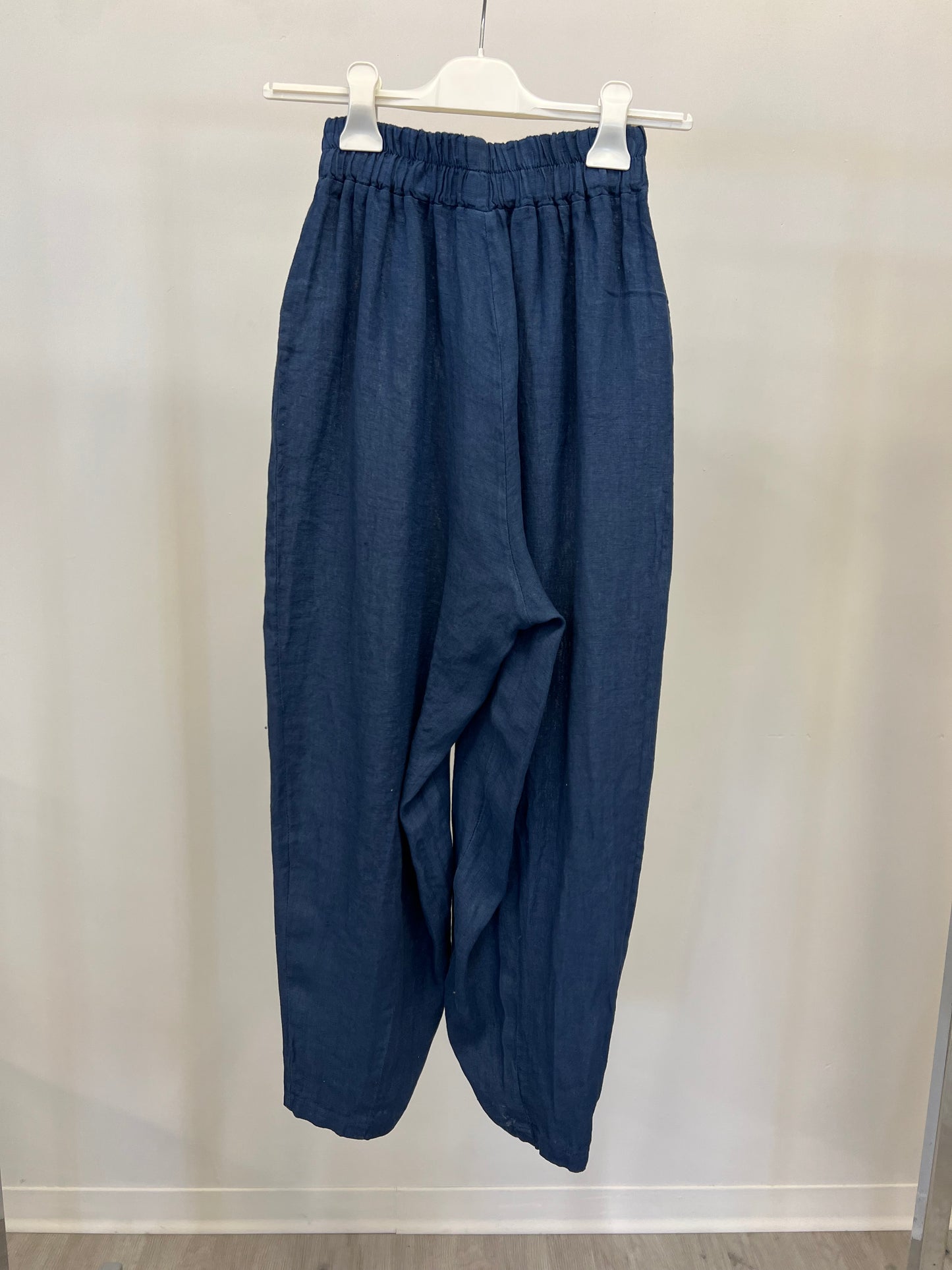 100% linen trousers with elastic waist