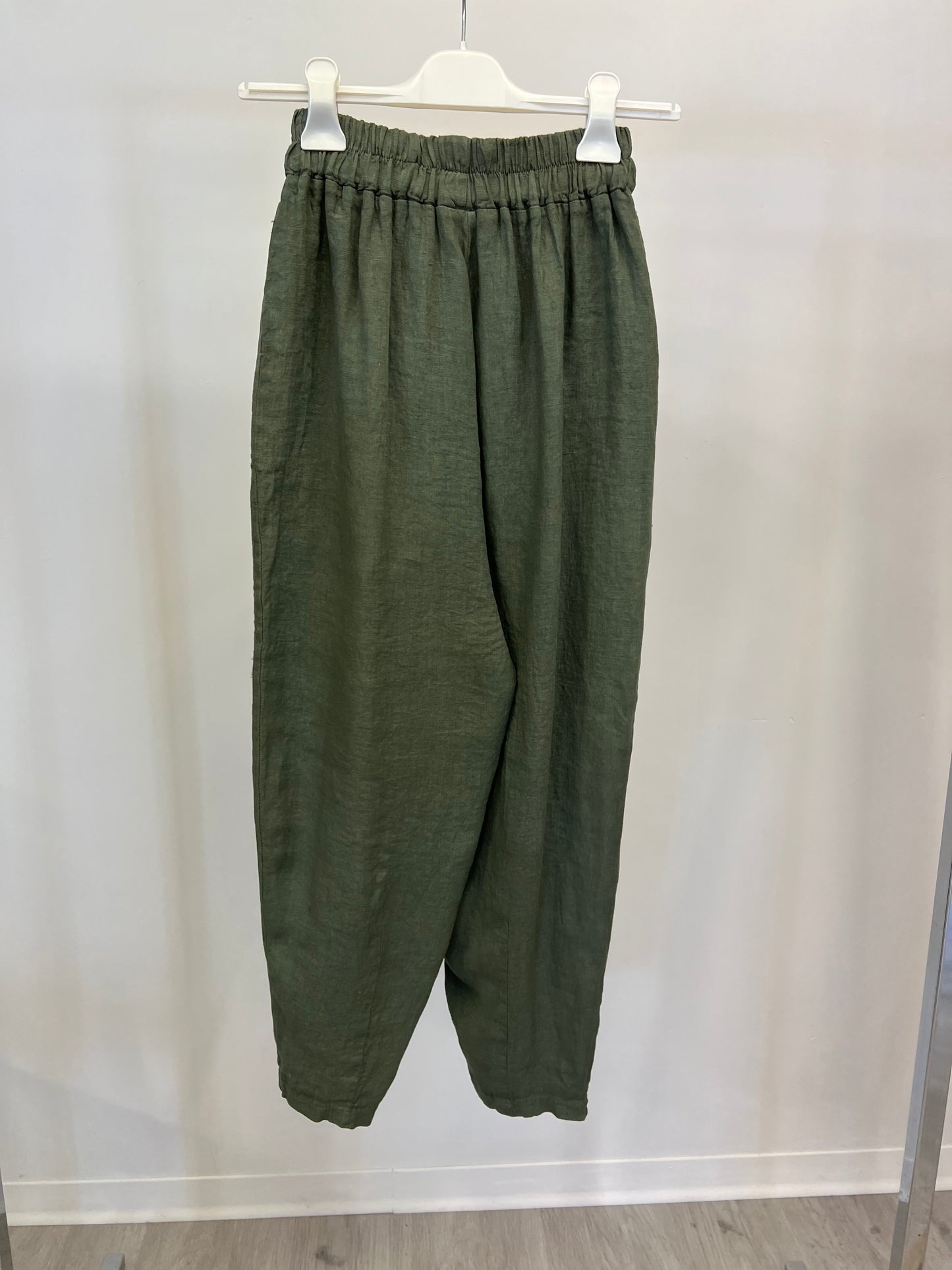 100% linen trousers with elastic waist