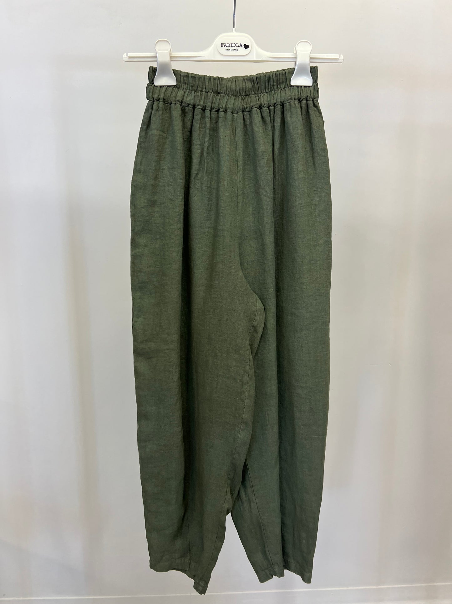 100% linen trousers with elastic waist