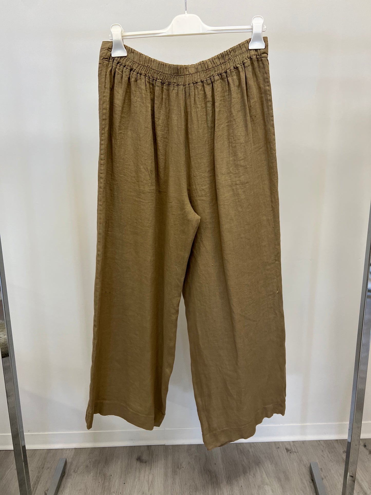 Pantalone 100% lino elastico dietro a zampa