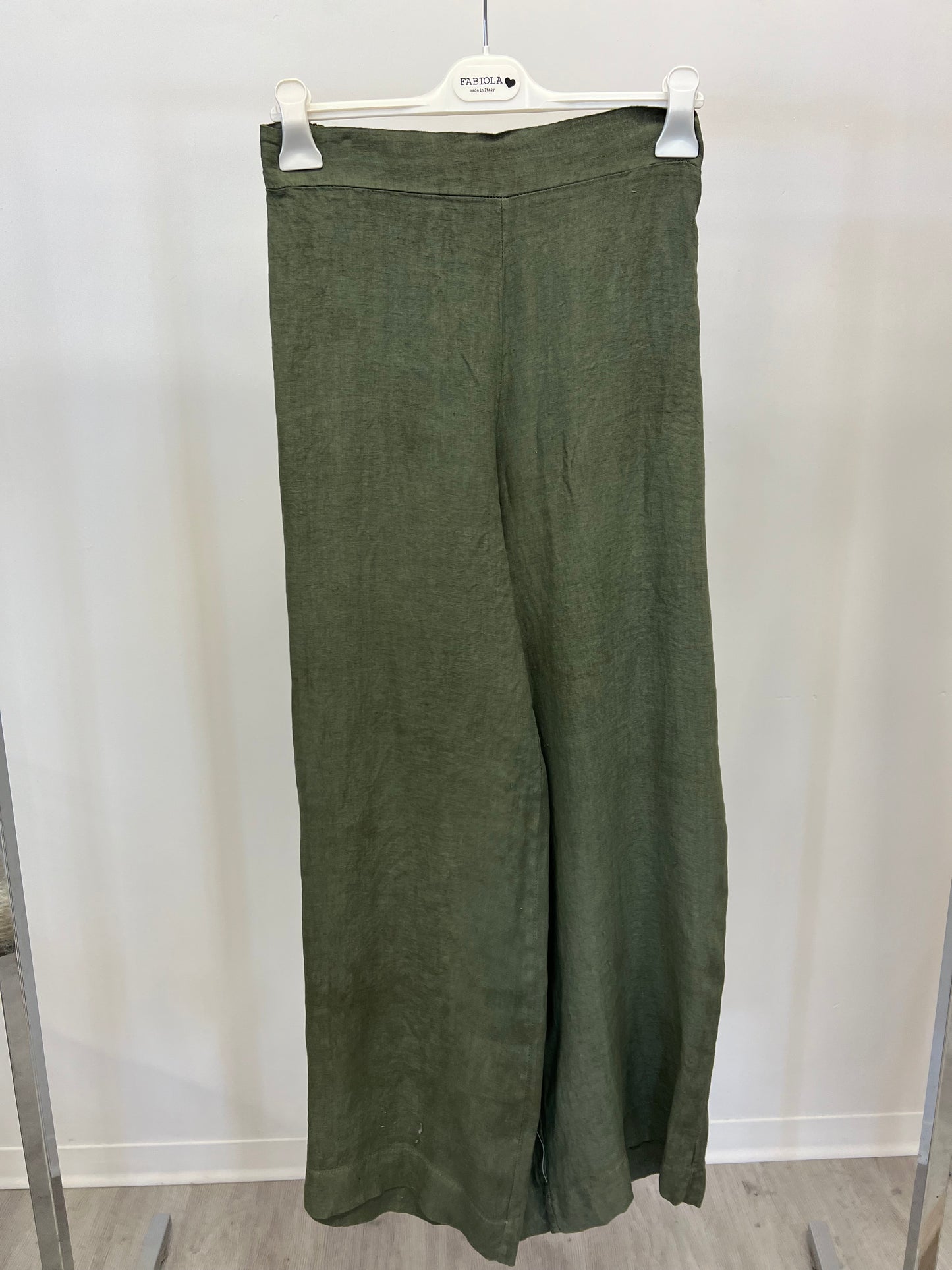 Pantalone 100% lino elastico dietro a zampa