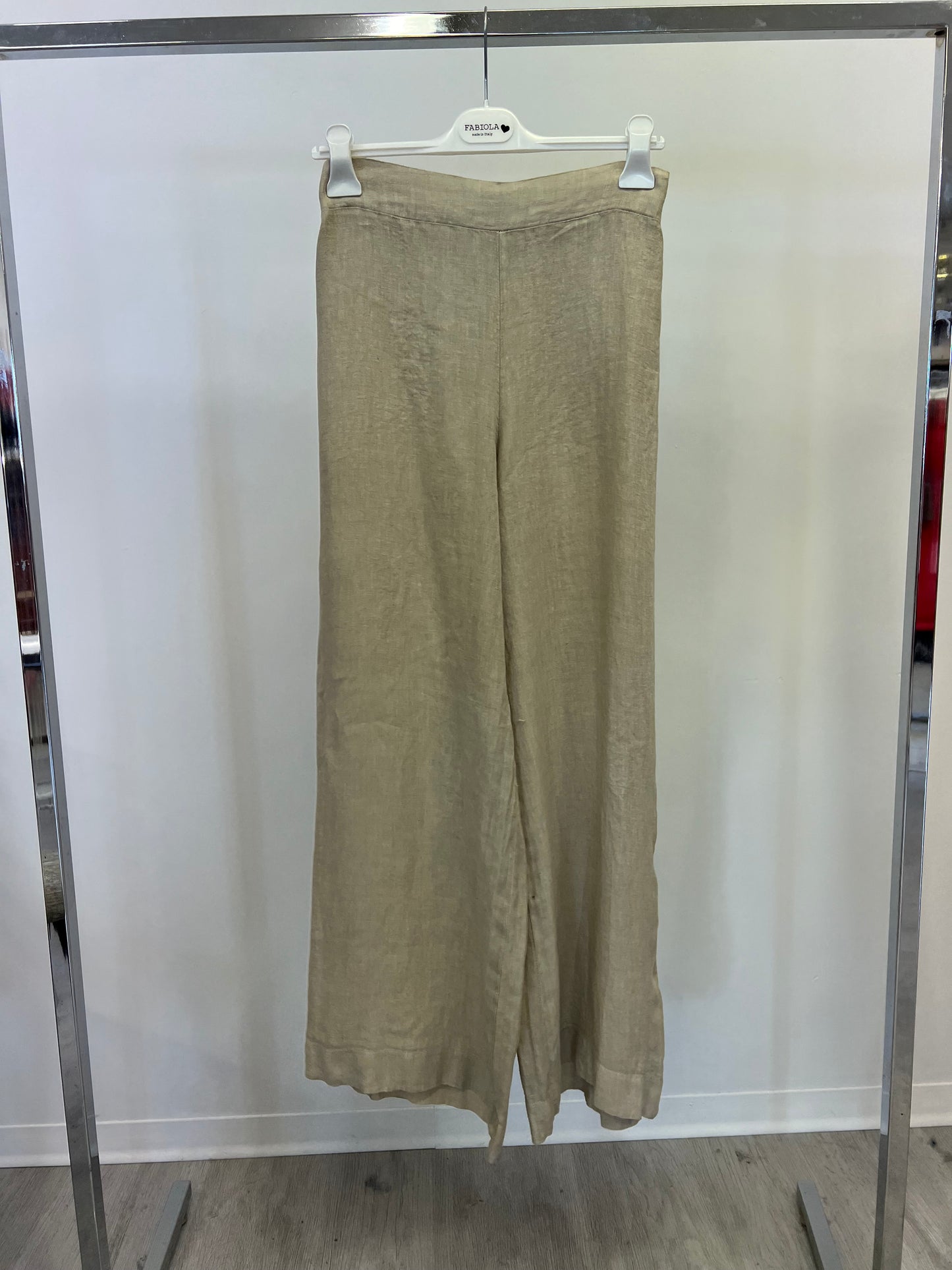 Pantalone 100% lino elastico dietro a zampa