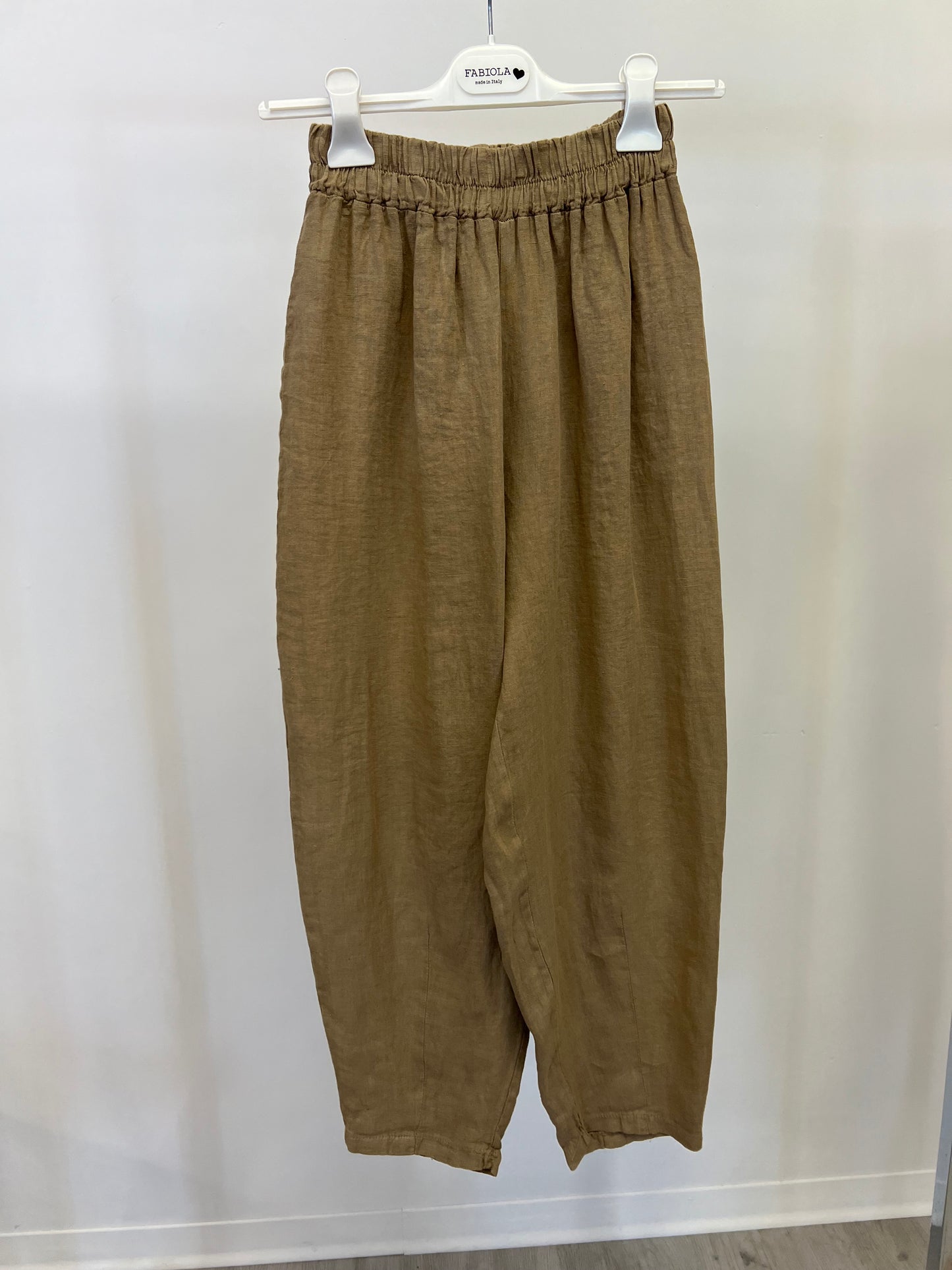 100% linen trousers with elastic waist