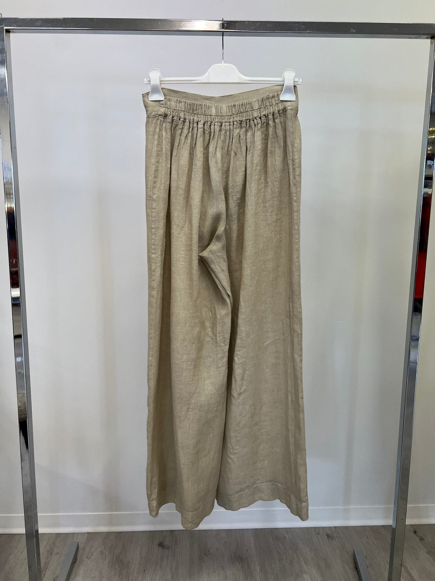 Pantalone 100% lino elastico dietro a zampa